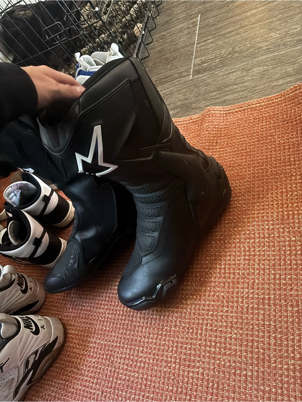 Alpinestars Black Motorcycle Sport Boots with White Logo